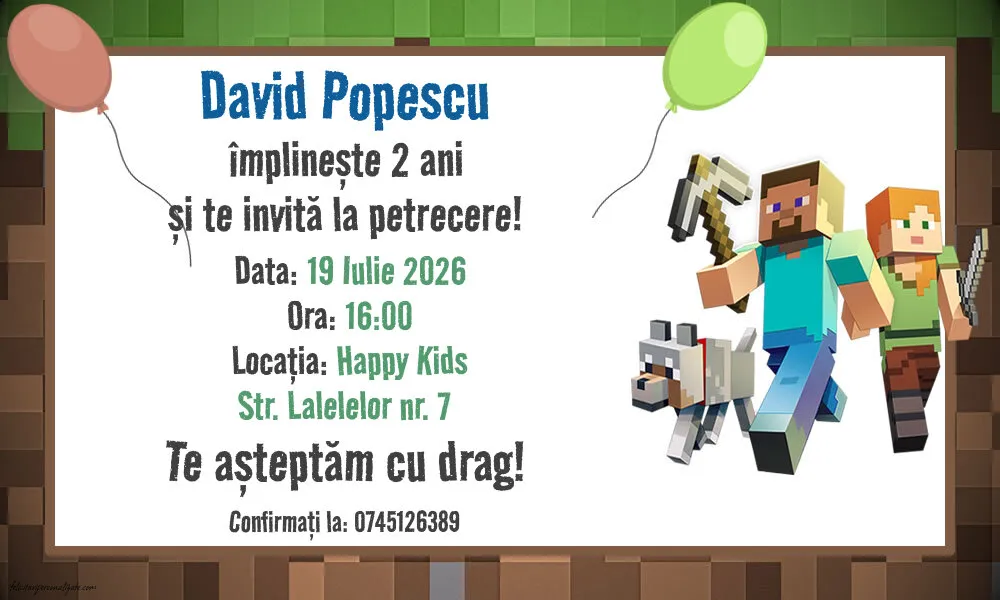 Invitație cu Minecraft