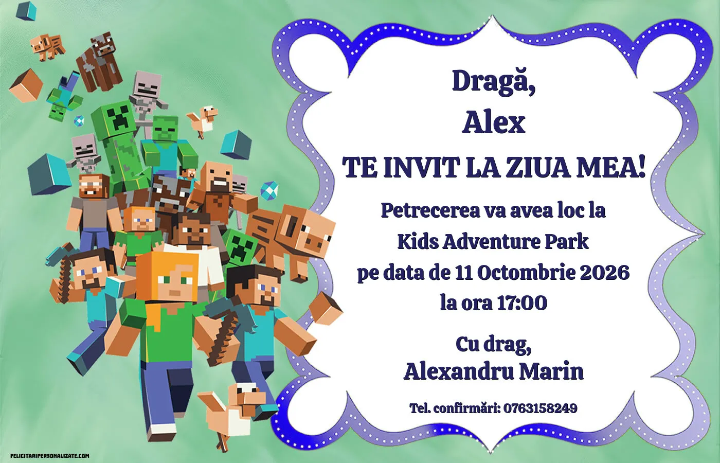 Invitație cu Minecraft