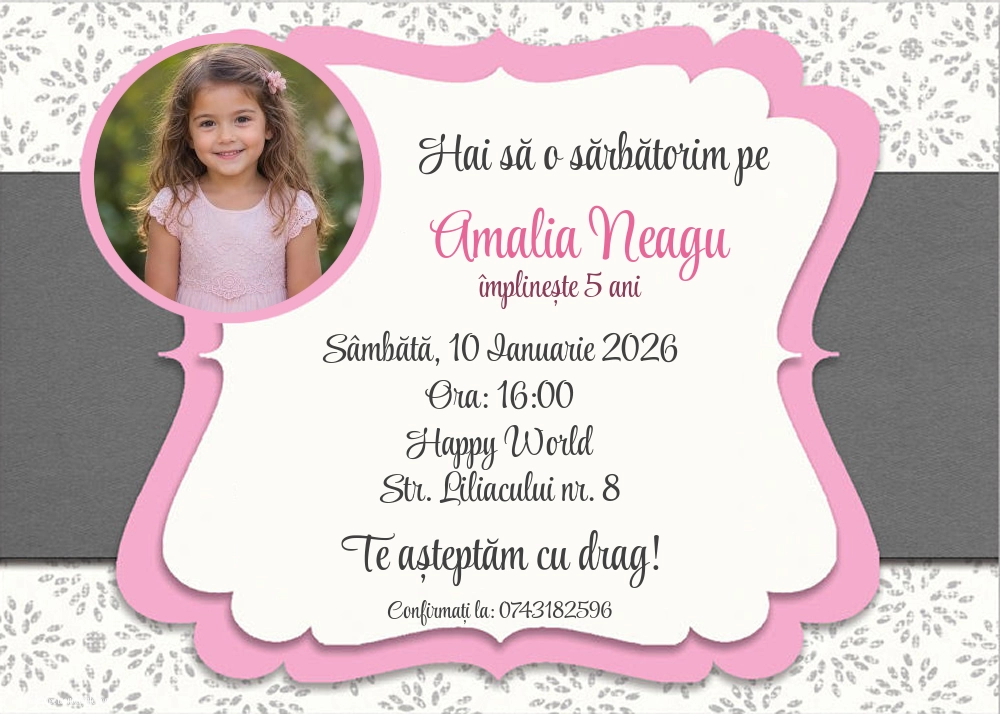 Exemplu completat: Invitație pentru fete