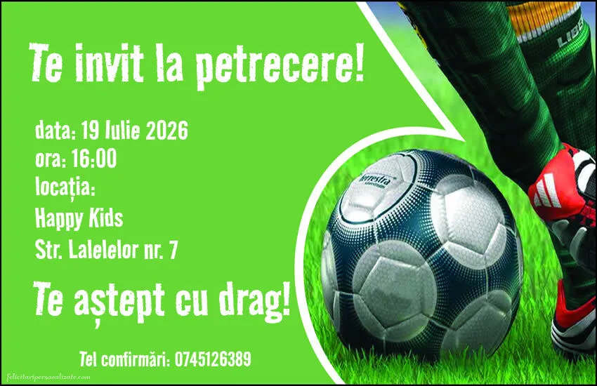 Exemplu completat: Invitație cu fotbal