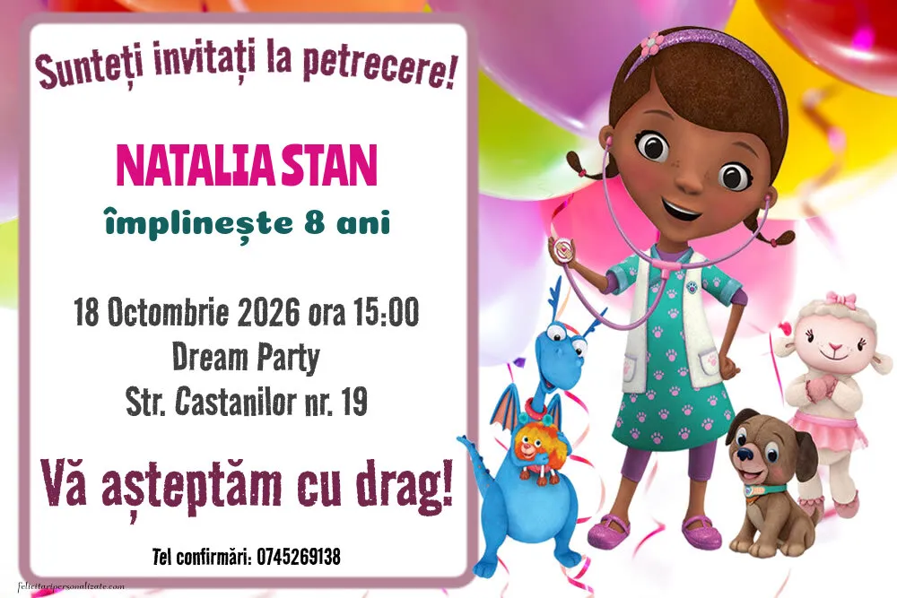 Exemplu completat: Invitație cu Doctorița Plusica