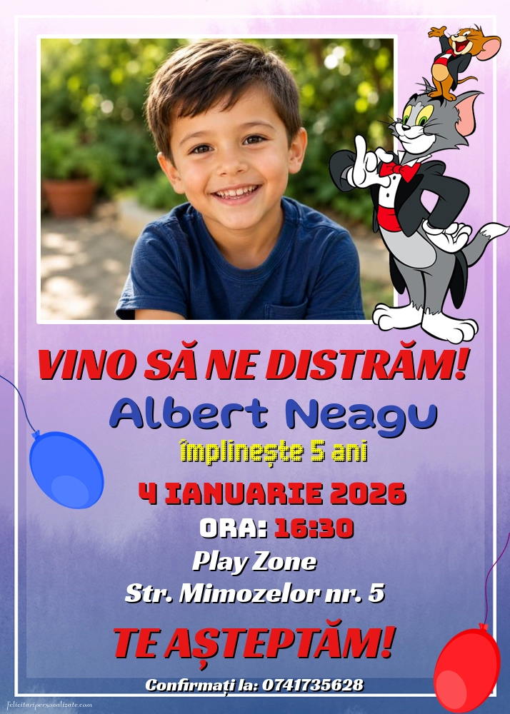 Invitație cu Tom și Jerry
