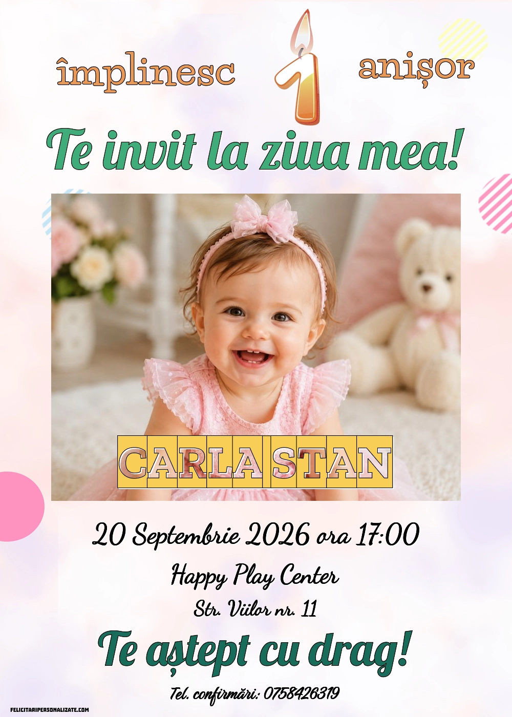 Exemplu completat: Invitație pentru 1 an