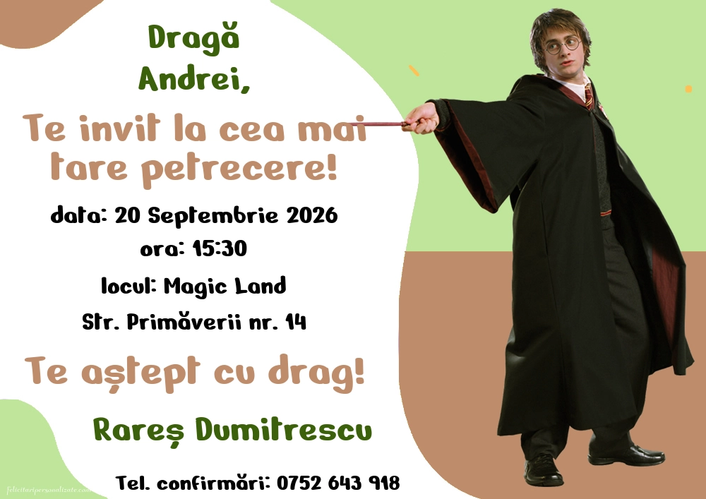 Invitație cu Harry Potter