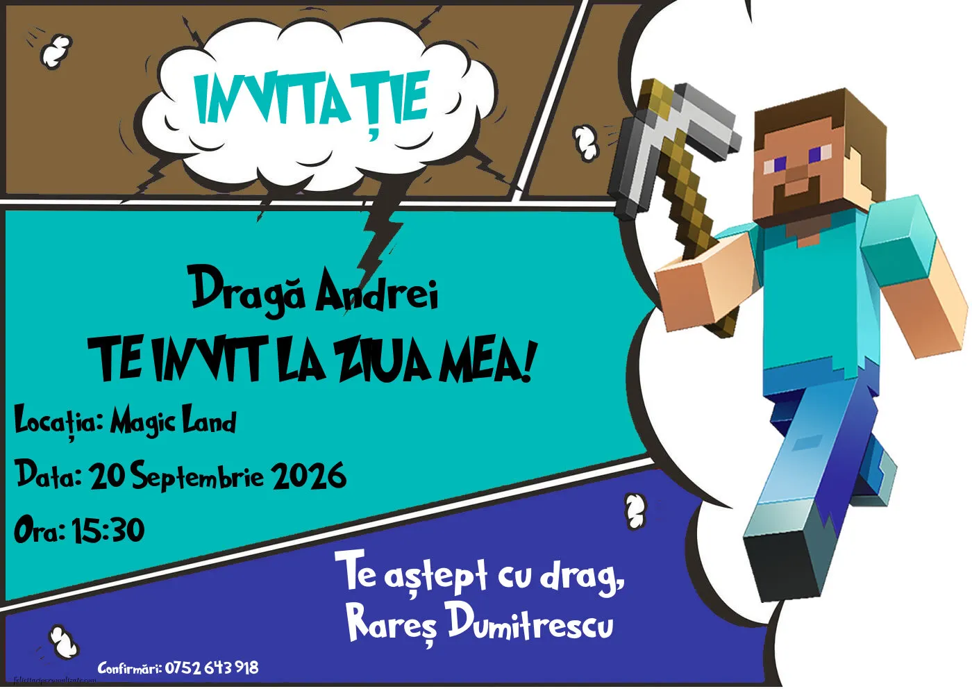 Invitație cu Minecraft