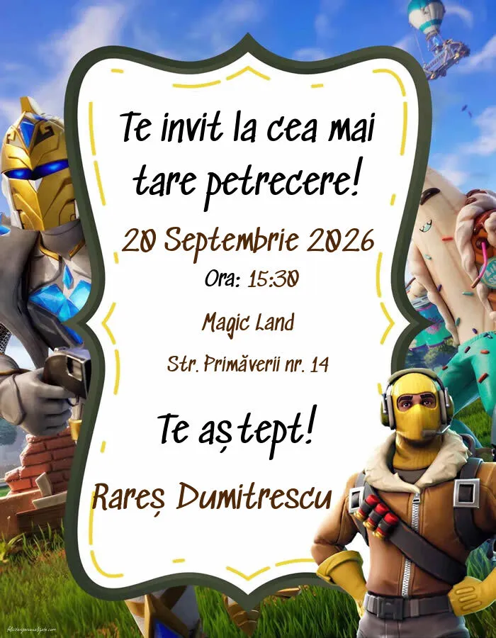 Invitație cu Fortnite