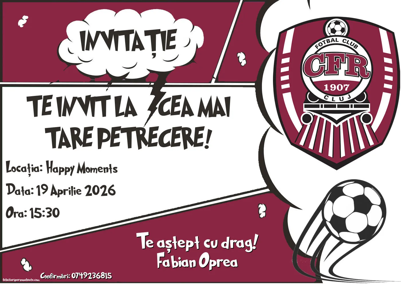 Invitație cu fotbal