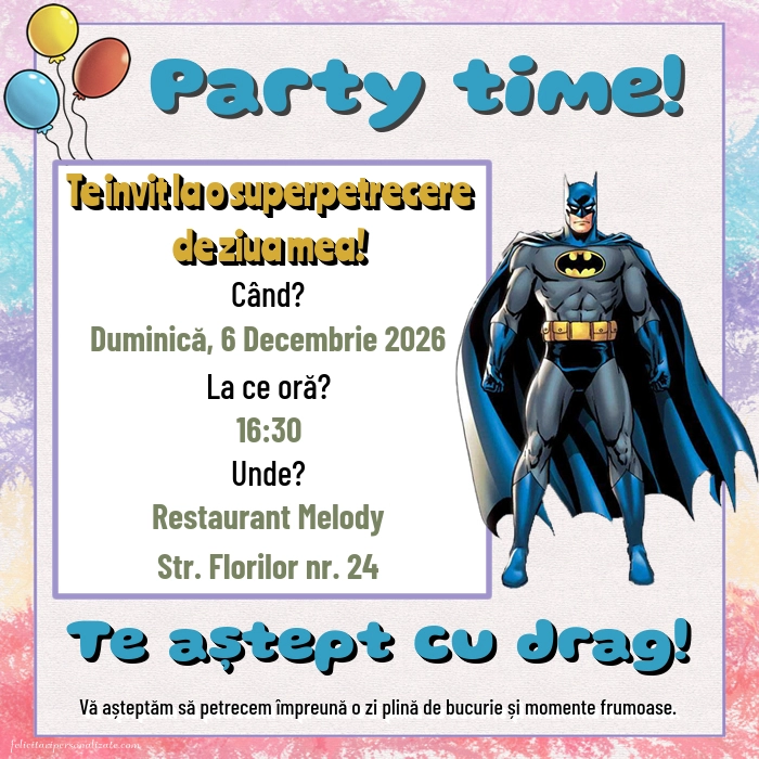 Invitație cu Batman