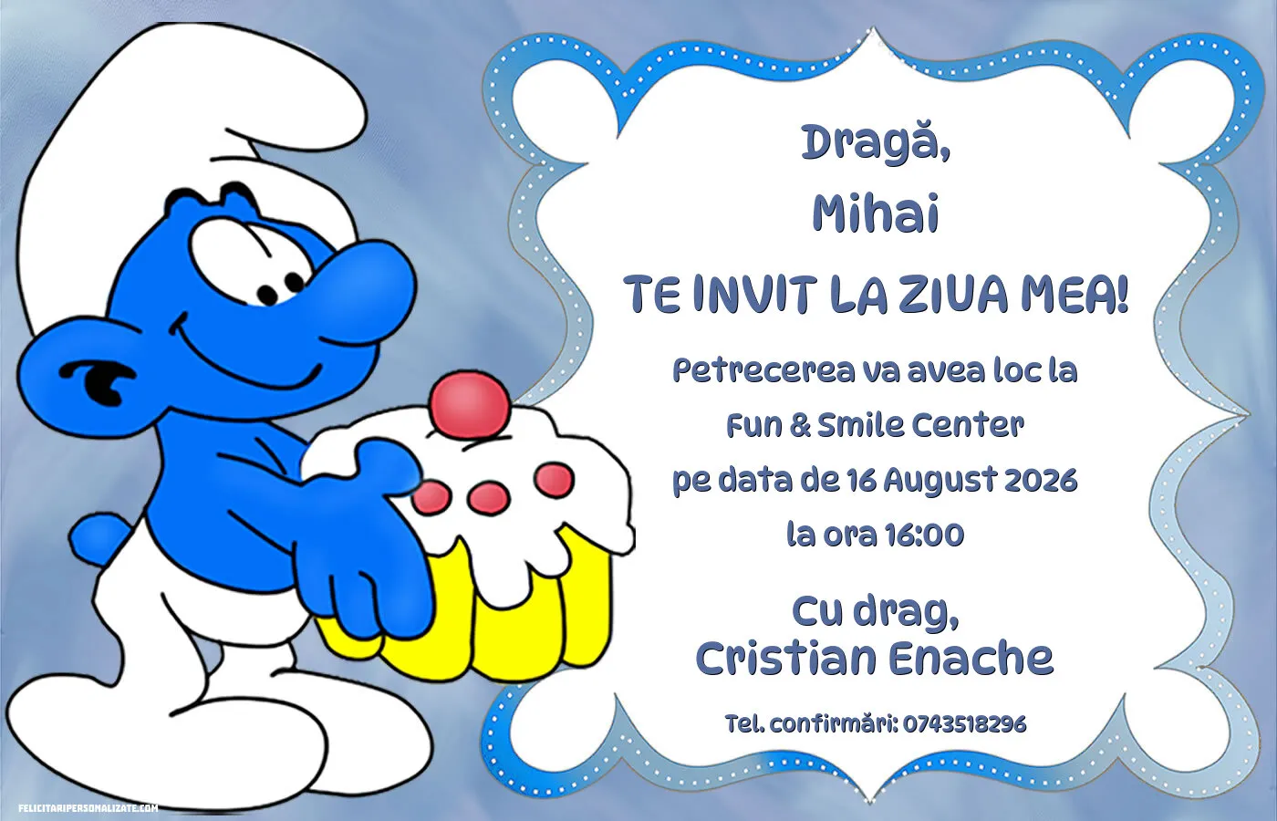 Invitație cu Ștrumfi