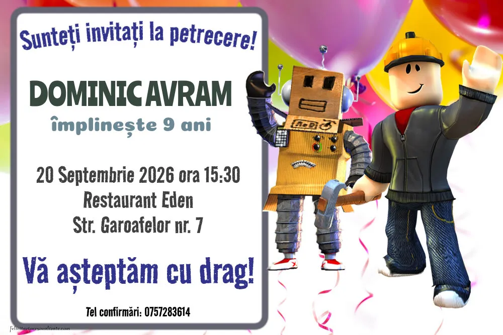 Invitație cu Roblox