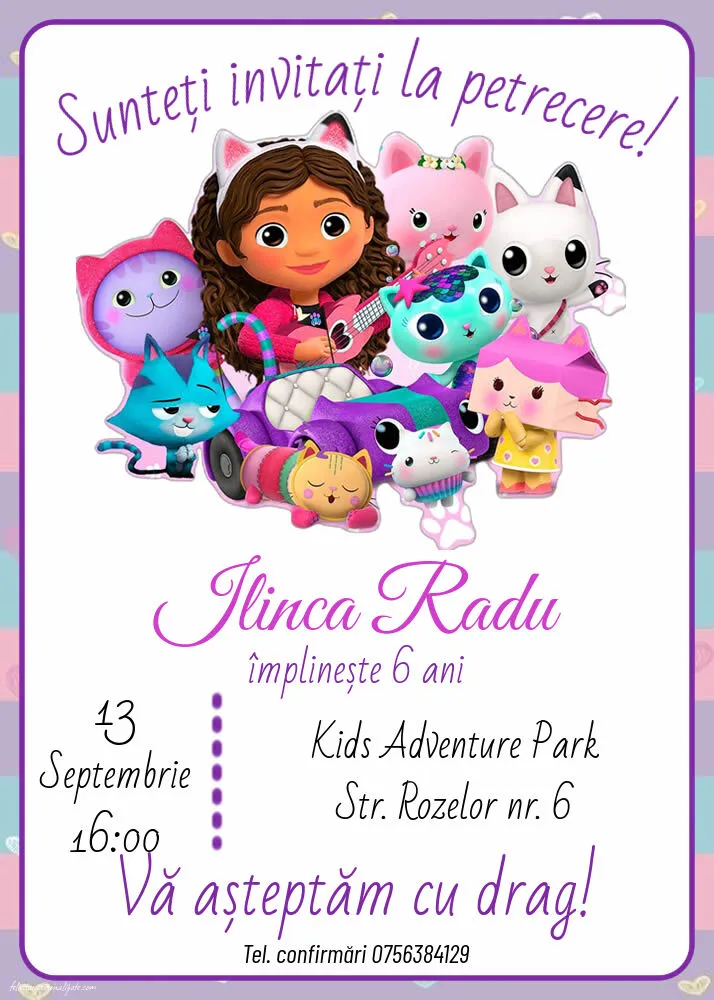 Invitație cu Gabby Dollhouse