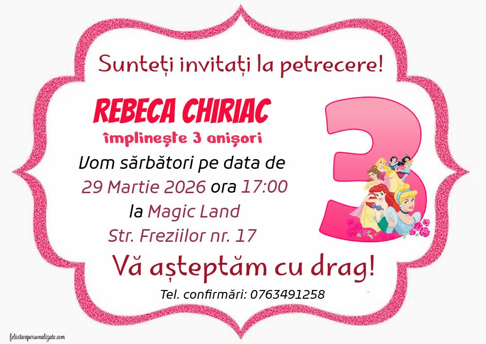 Exemplu completat: Invitație pentru 3 ani
