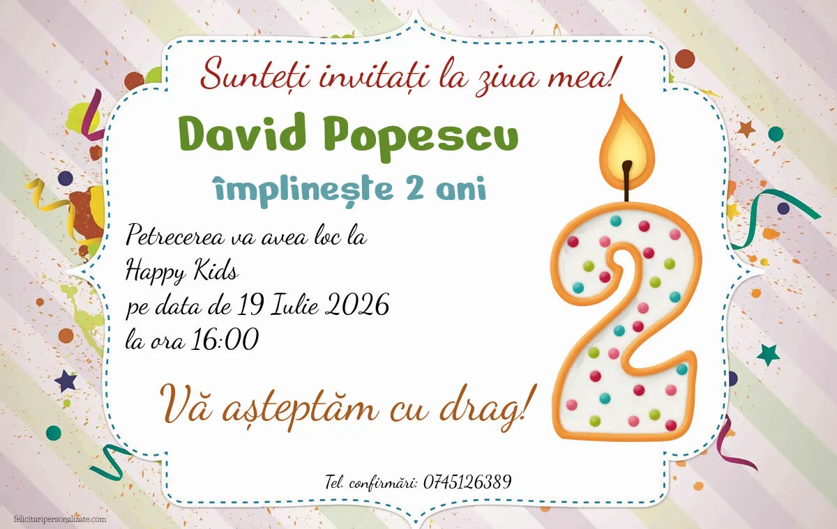 Exemplu completat: Invitație pentru 2 ani