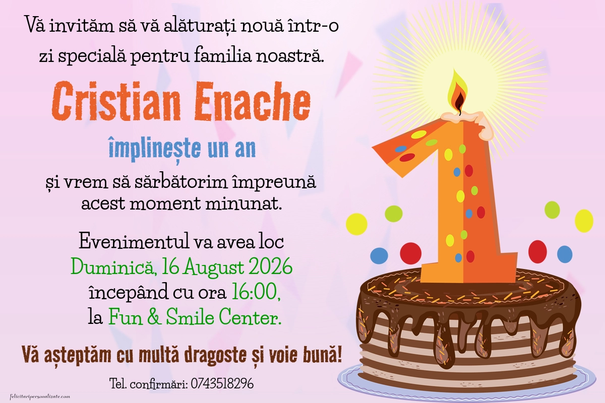 Exemplu completat: Invitație pentru 1 an