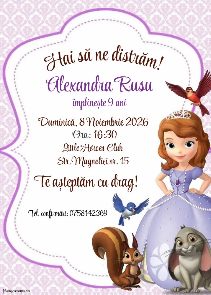 Invitație cu Sofia