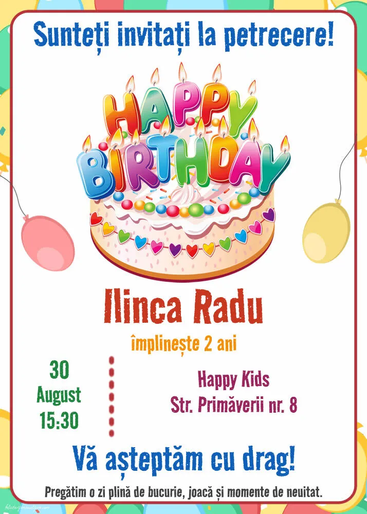 Invitație cu tort