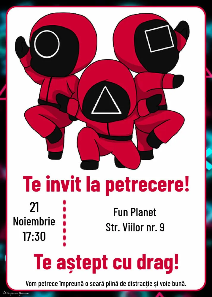 Invitație cu Squid Game