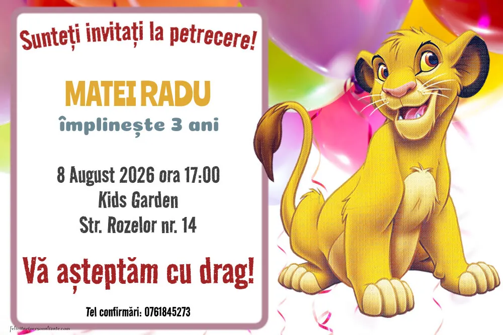 Invitație cu Simba