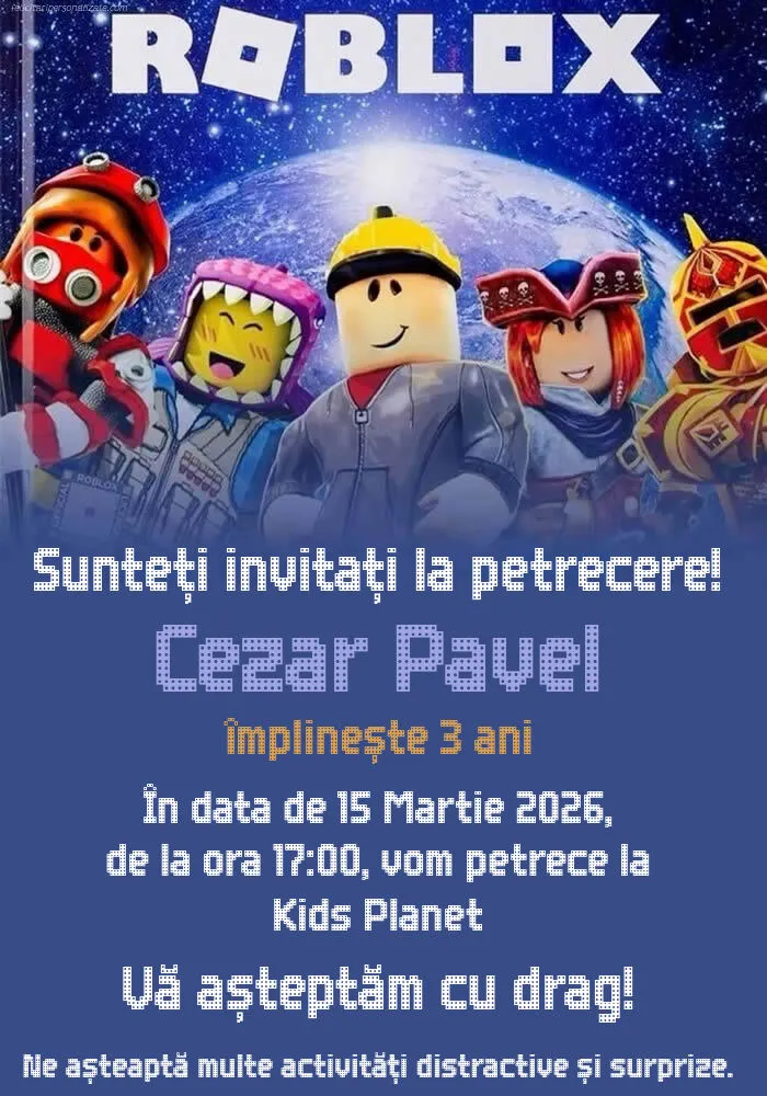 Invitație cu Roblox