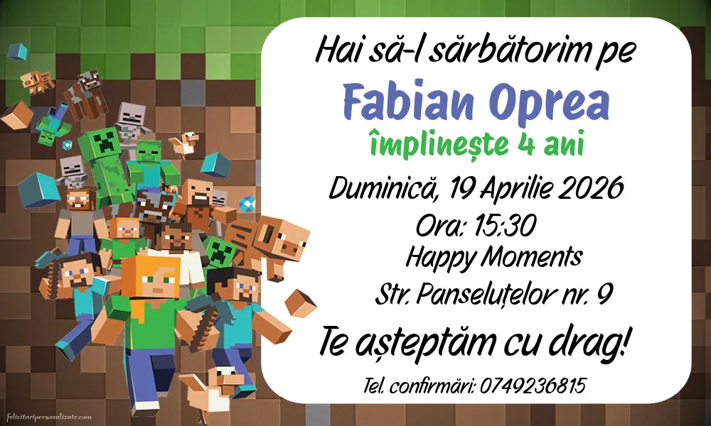 Invitație cu Minecraft