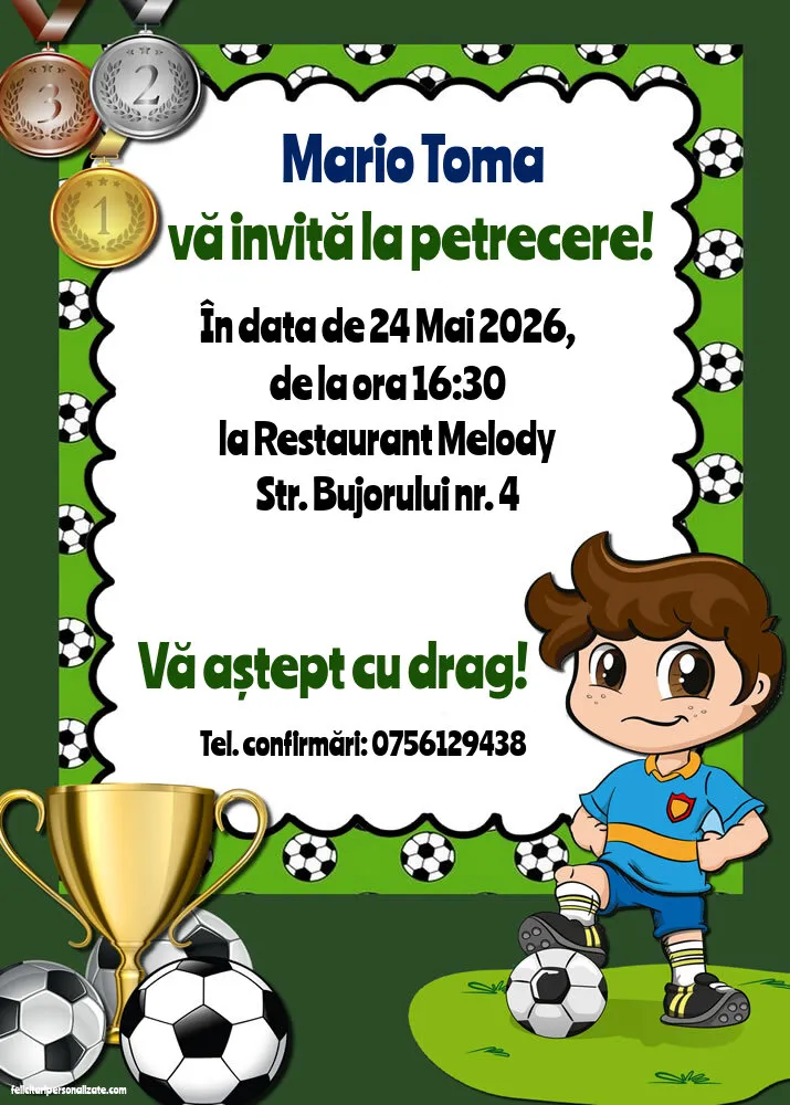 Exemplu completat: Invitație cu fotbal