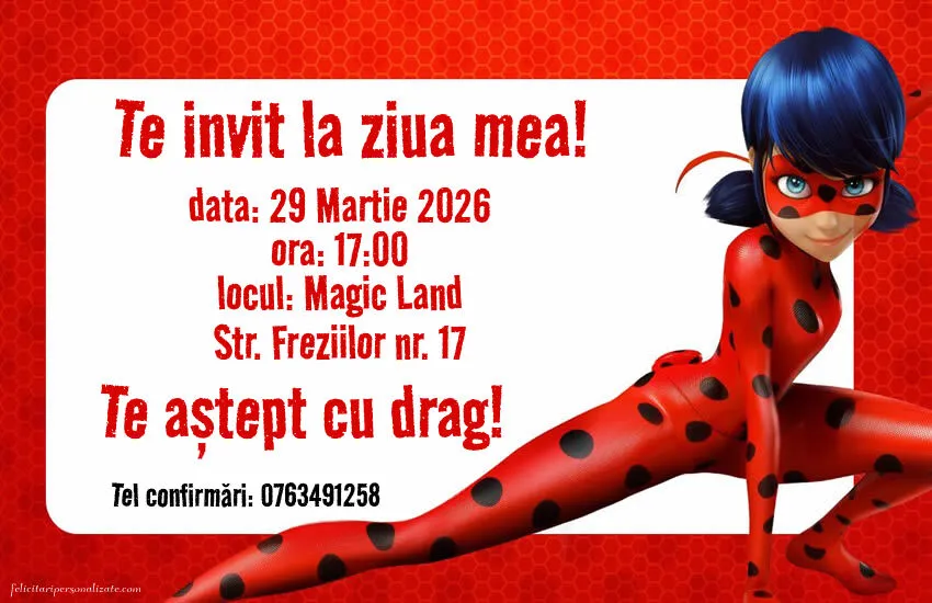 Exemplu completat: Invitație cu Buburuza miraculoasă