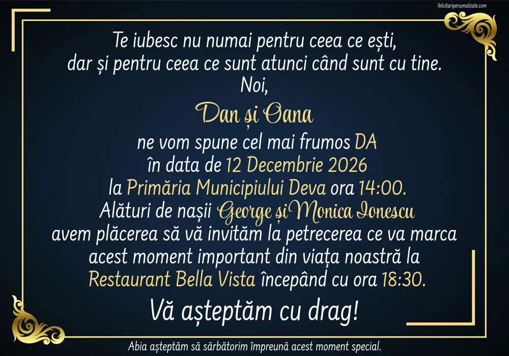 Invitație gold