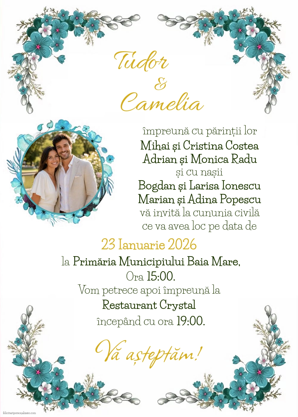 Invitație cu flori