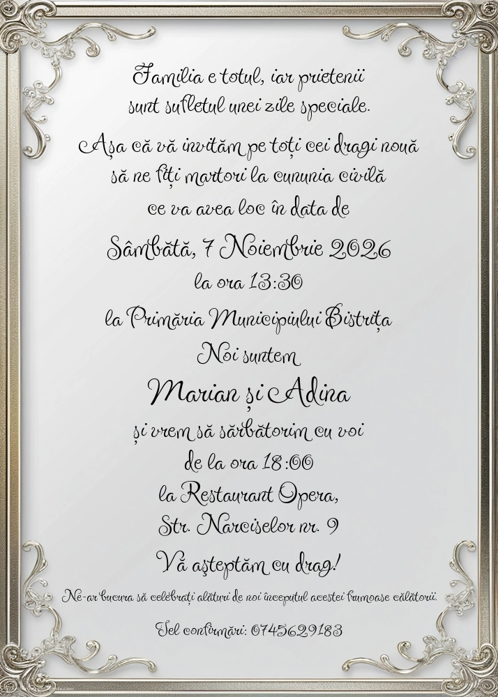 Invitație silver