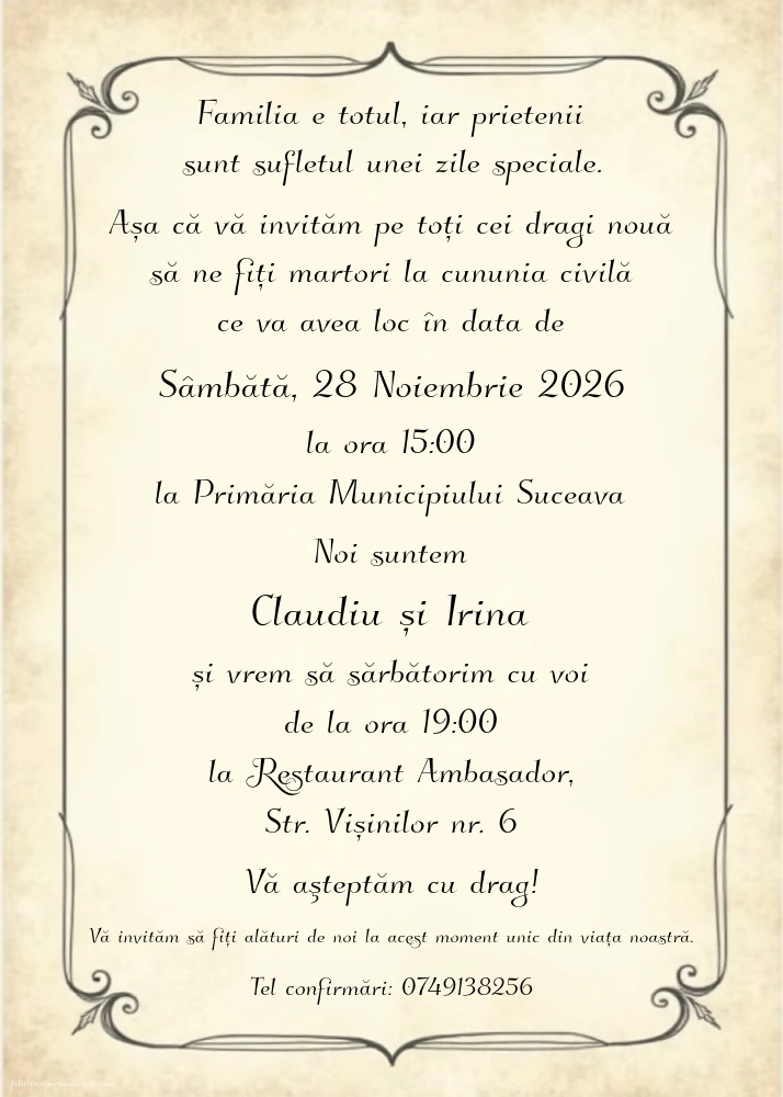 Invitație vintage