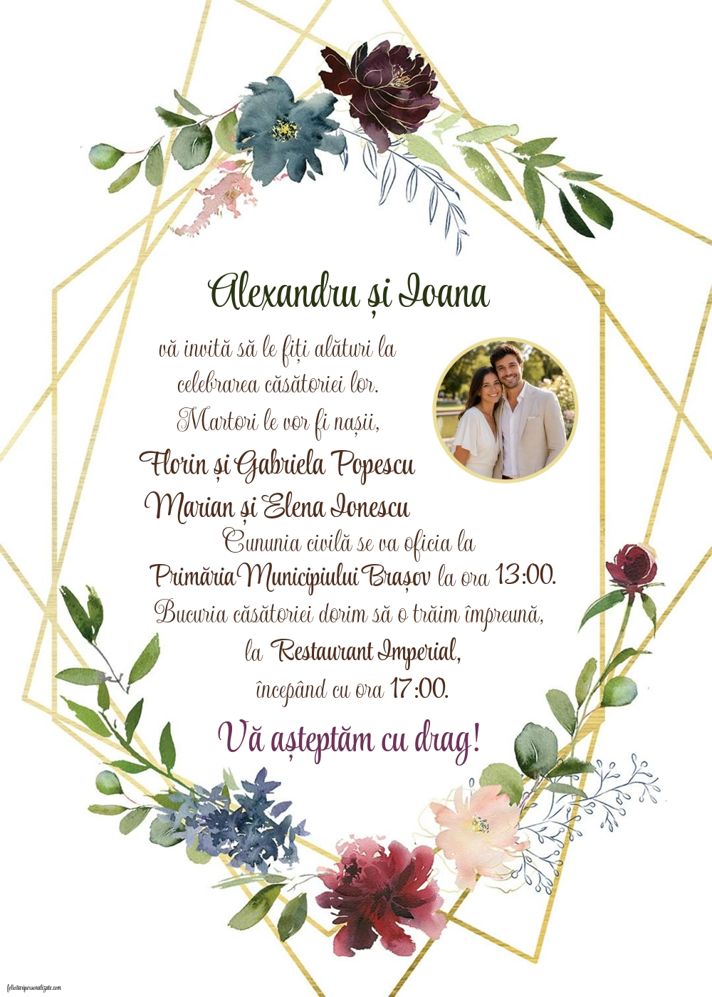 Invitație cu flori