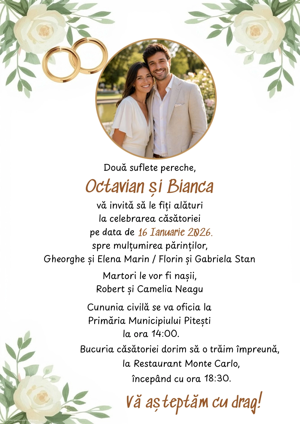Invitație cu verighete