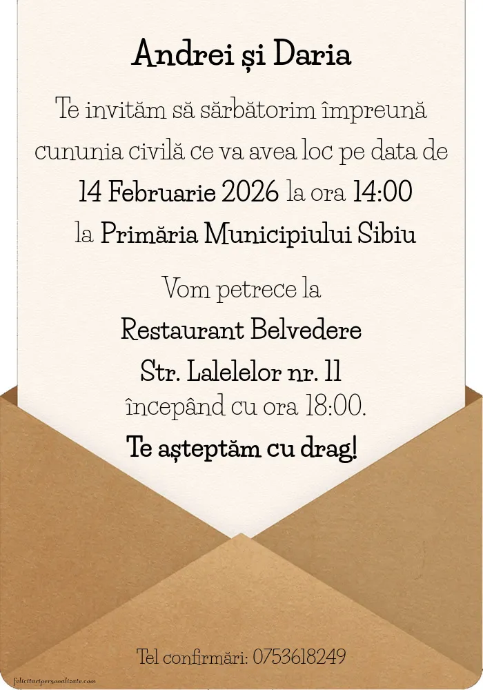 Invitație tip scrisoare