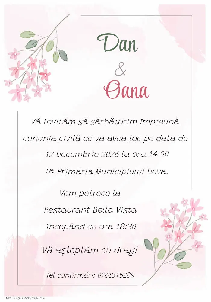 Invitație cu flori
