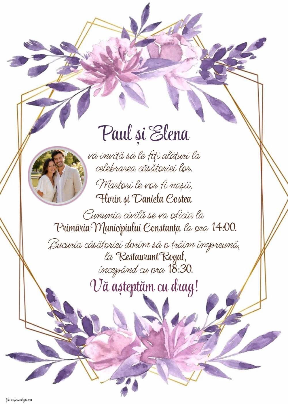 Invitație cu trandafiri