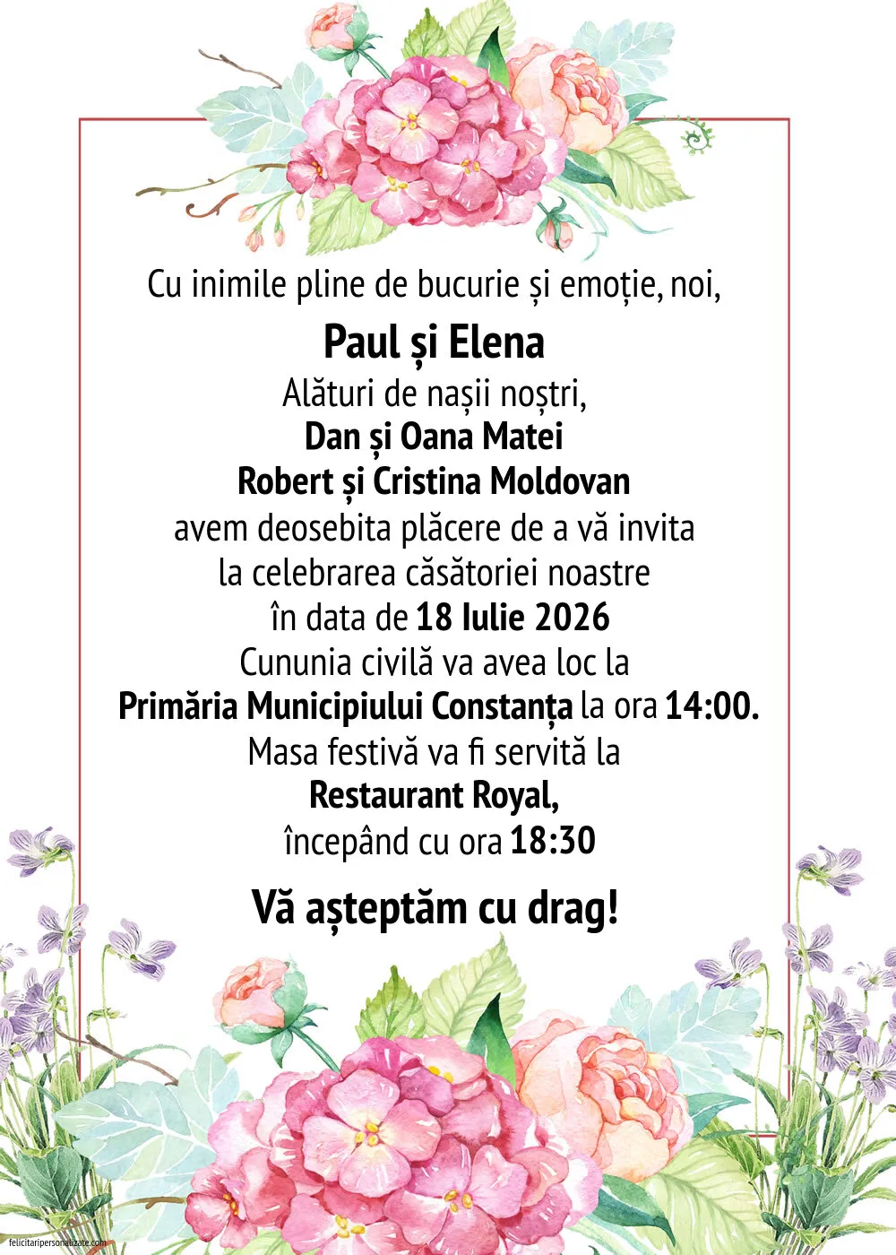 Invitație cu flori