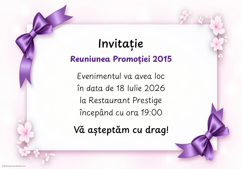 Invitație cu fundiță