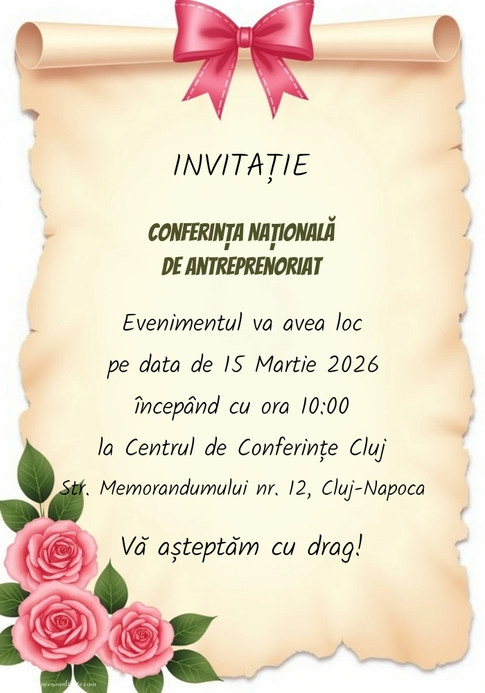 Invitație cu fundiță