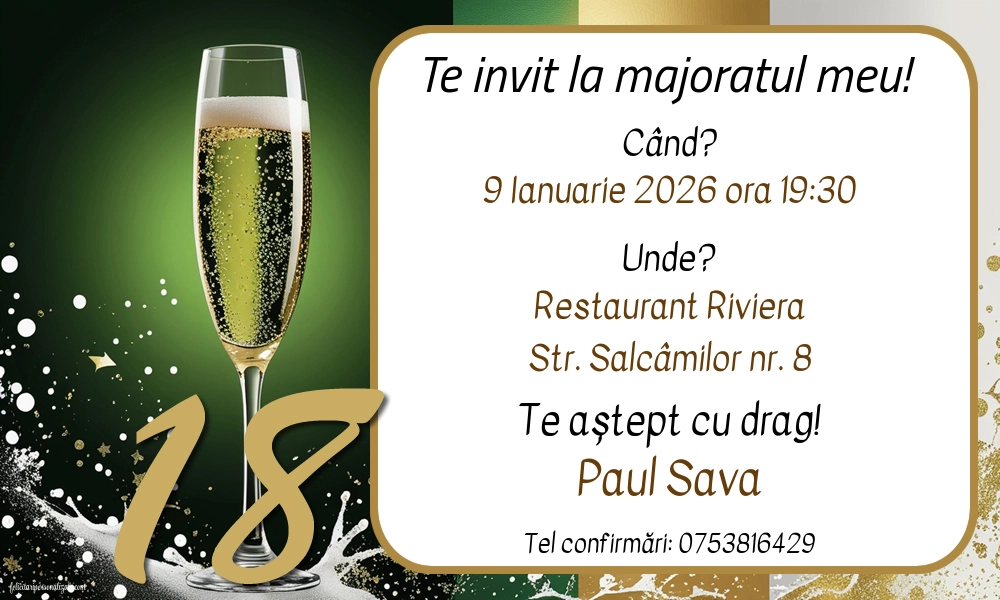 Invitație cu sampanie