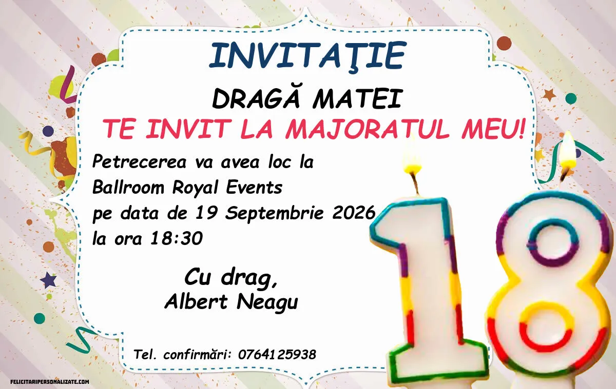 Invitație pentru 18