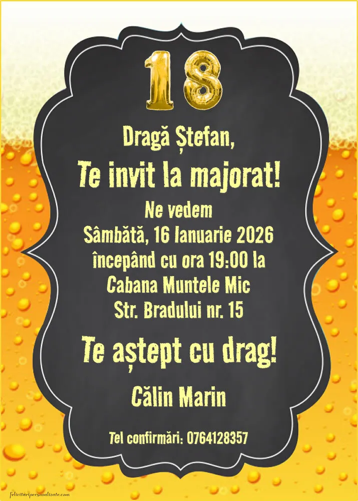 Invitație pentru 18 ani
