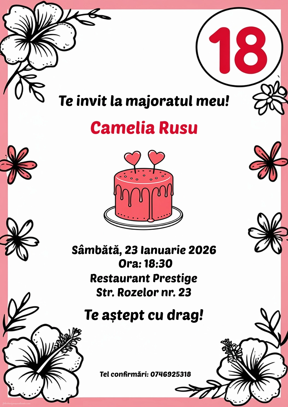 Invitație cu inimioare