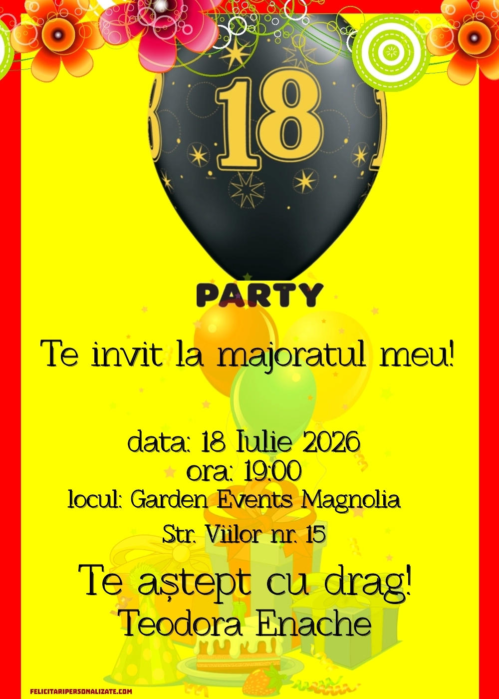 Invitație cu flori