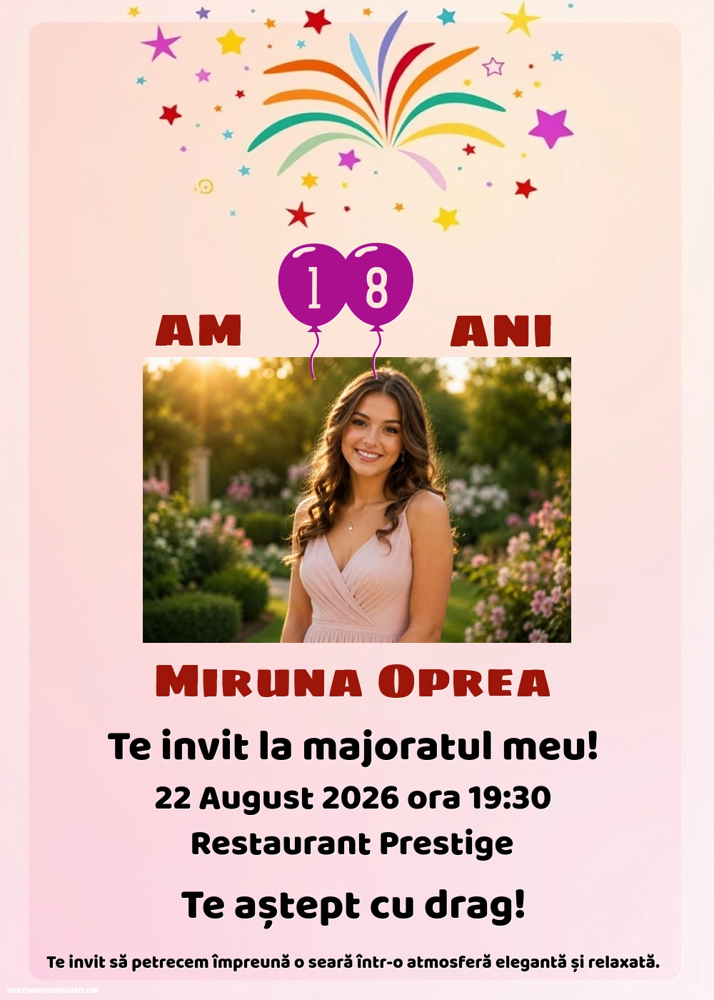 Invitație pentru 18 ani