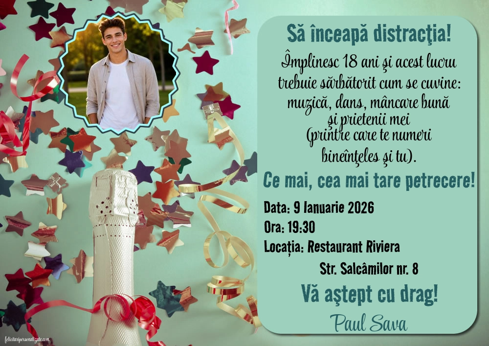 Invitație cu sampanie