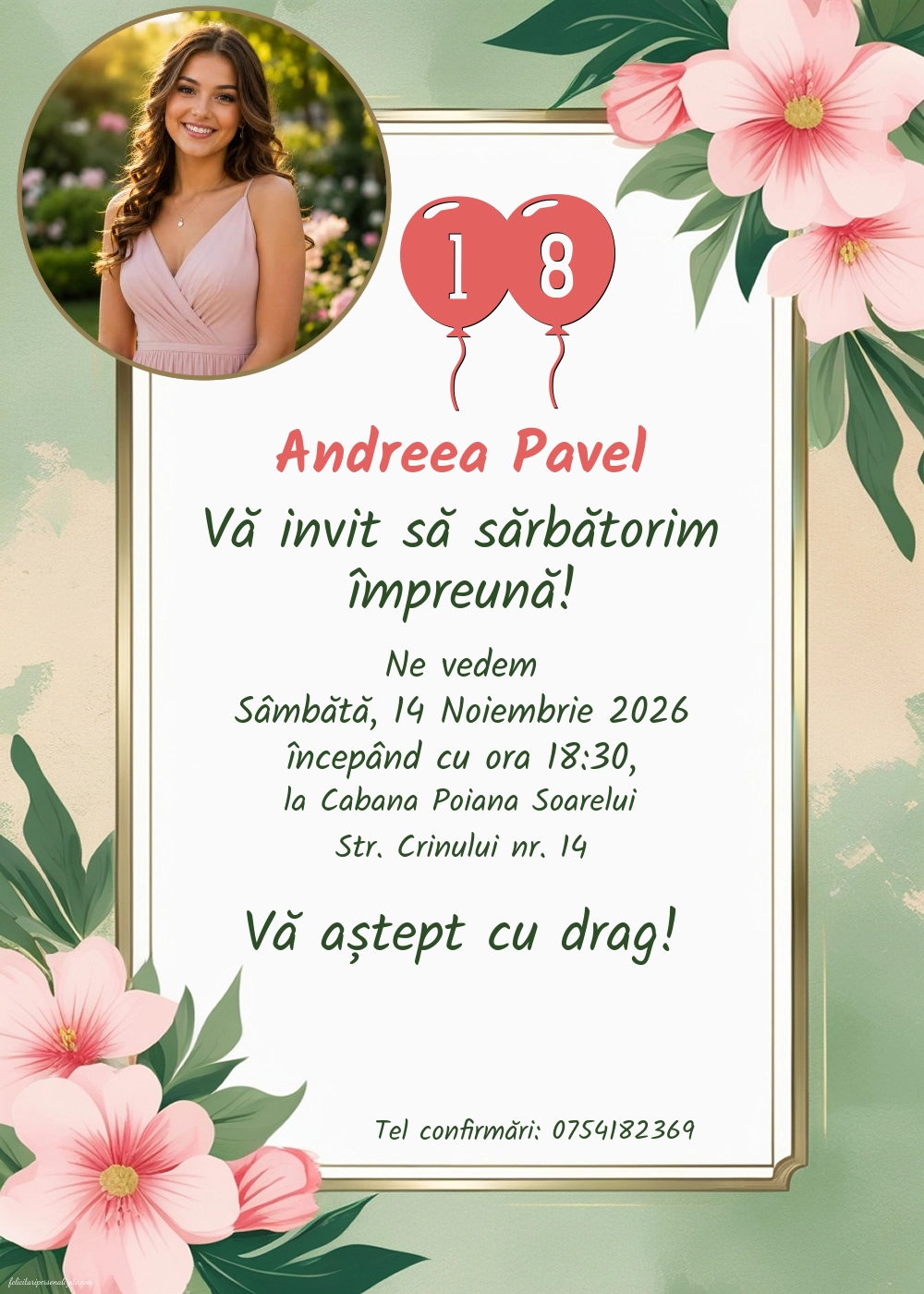 Invitație pentru 18 ani