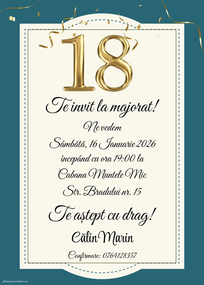 Invitație pentru 18 ani