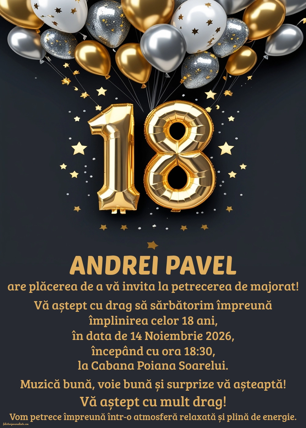 Invitație cu baloane
