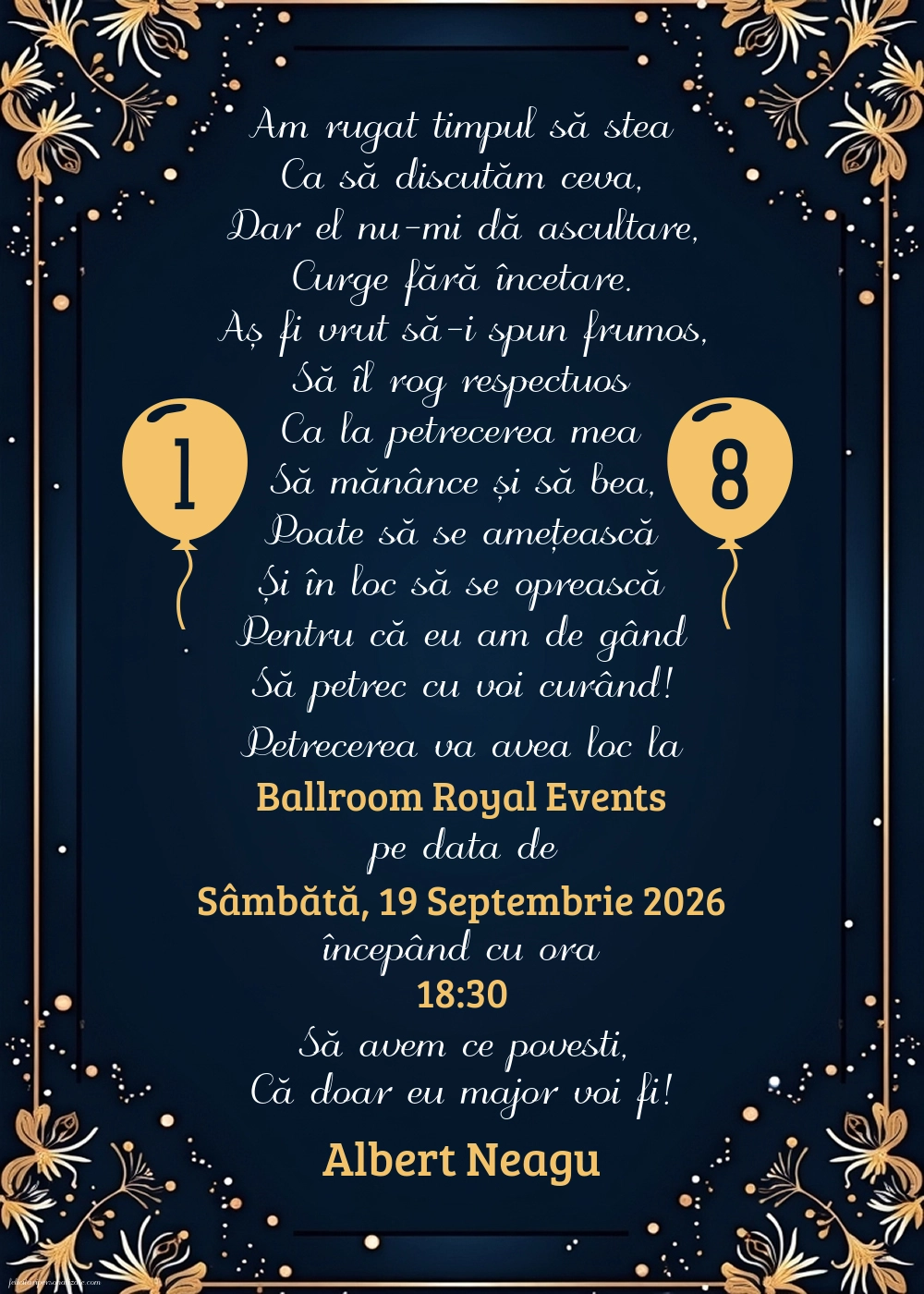 Invitație pentru 18 ani