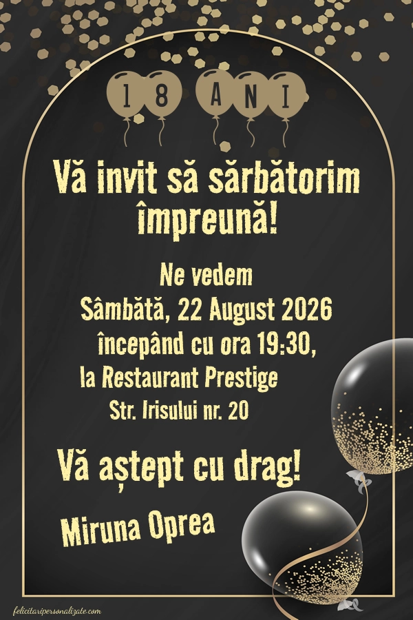 Invitație pentru 18 ani